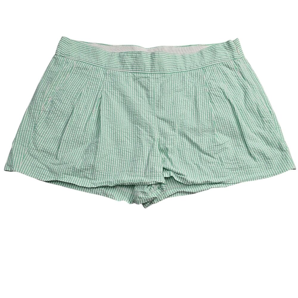J.Crew Seersucker Shorts Women Size 8 Green Striped Cotton Preppy Summer Casual